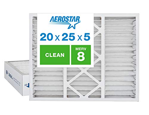 Aerostar Clean House 20x25x5 MERV 8 Honeywell Replacement Pleated Air Filter, Made in the USA, (Actual Size: 20