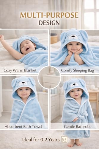Image of First Kick Ultra Soft Hooded Baby Bath Towel, Premium Absorbent Quick Dry Newborn Towel, Gentle on Skin, Infant Bath Towel for 0-2 Years, Baby Boys & Girls, Large Size