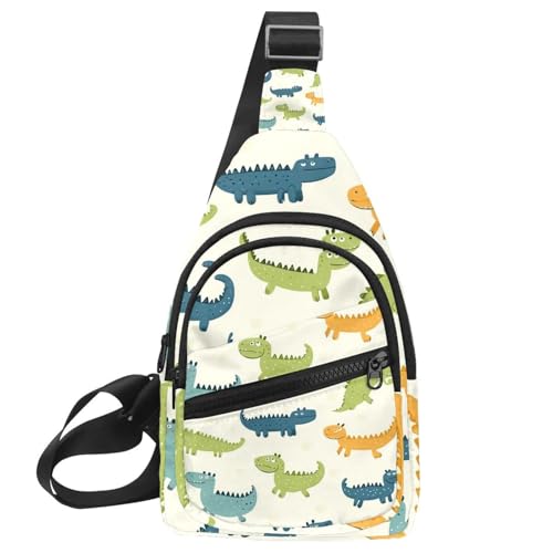 Mochila cruzada de cocodrilos multicolor de 30x18cm para viajes y senderismo activo