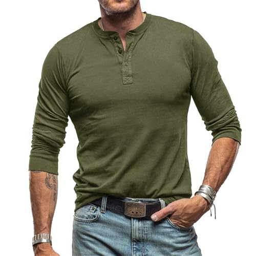 Men Sweatshirt Versatile Classic Handsome Men Base Shirt Retro Mode Trend Men Long Sleeved Top Soft Loose Comfortable Men Running Shirt J-Army Green L