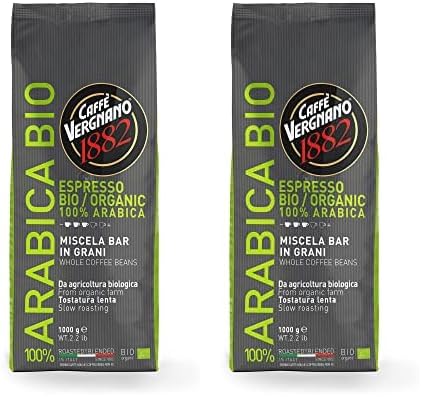 Caffè Vergnano 1882 Kaffeebohnen 100% Arabica Bio - 1 Packung enthält 1 Kg (Packung mit 2)