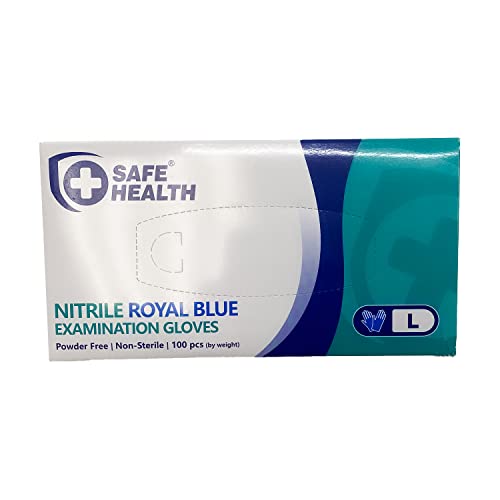 Safe Health Guantes desechables Royal BLUE - Guantes de nitrilo (tamaño grande), 100 guantes