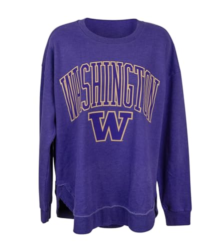Royce Apparel Womens Long Sleeve Vintage Fleece Top - Rounded Bottom Crew Neck Sweatshirt (Washington) - Large