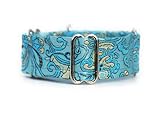 Satin Lined Martingale Collar 1.2' Wide for IG Italian Greyhound Whippet Puppy Collar Other Breeds with Similar Neck (Turquoise M 8.5'-11.5')
