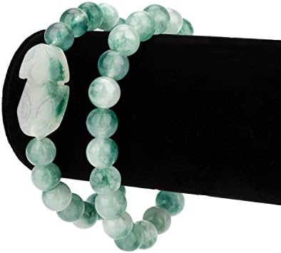 ZenBless Natural Feng shui Bracelet Women Men Agate Jasper crystal Chalcedony Bracelet Real Natural White Stones Wealth Bracelet with Pi Xiu/Pi Yao Attract Wealth Good Luck Light Green 10mm Bead