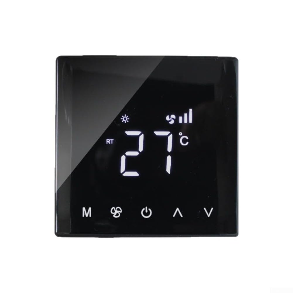 Todikaper Touch Screen Room Thermostat With Curved LCD Panel And Programmable Timer For Central Heating And Floor Heating Systems Black