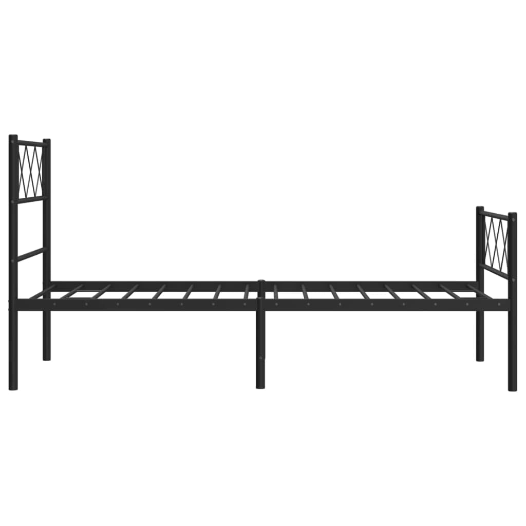 vidaXL Metalowa rama łóżka z wezgłowiem i zanóżkiem, czarna, 90x200 cm