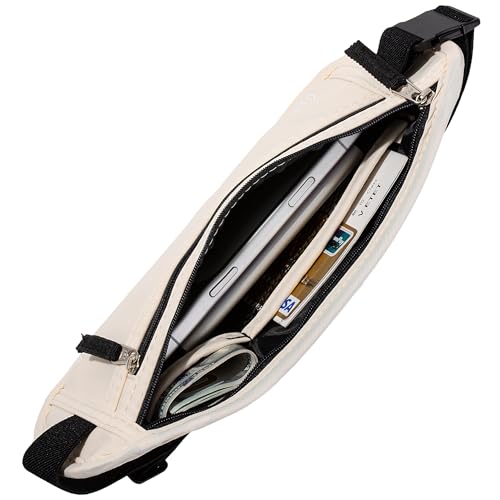 Image of Money Belt - Slim Passport Holder RFID Blocking Travel Wallet Undercover Fanny Packs for Men Women - Beige