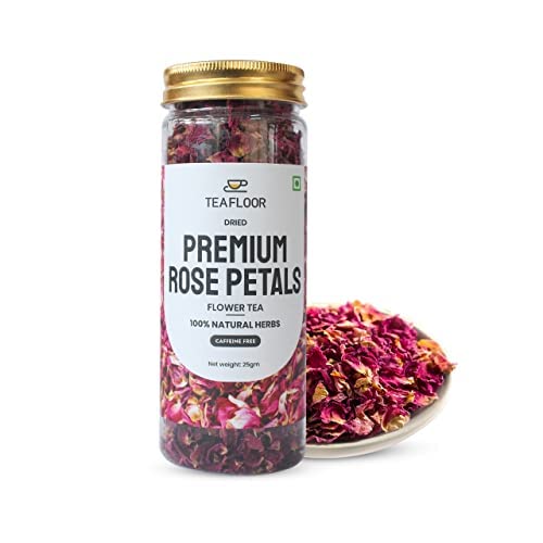 TEAFLOOR 100% Dried Natural Premium Rose Buds Flower Tea: Antioxidant powerhouse, Stress-buster in every cup || Skin & hair savior || Whole Flower Buds, Caffein Free || 25g (Pack of 2) || (B0CS65ZSVP) Amazon Price History, Amazon Price Tracker