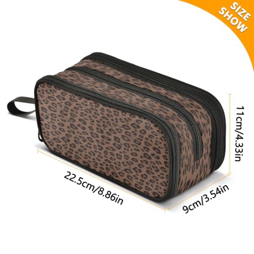 Image of Leopard Print Animal Pattern Pencil Case 3 Compartment Pen Bag Large Pouch Holder Box School Portable Stationery Storage Bag for Teen Girls Boys