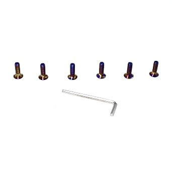 TAODAN 6PCS M5x0.8 Length 15mm Flat Top Aluminum Steering Wheel Screw Bolts with Tool Titanium Coated License Plate Anti Theft Frame Fastener