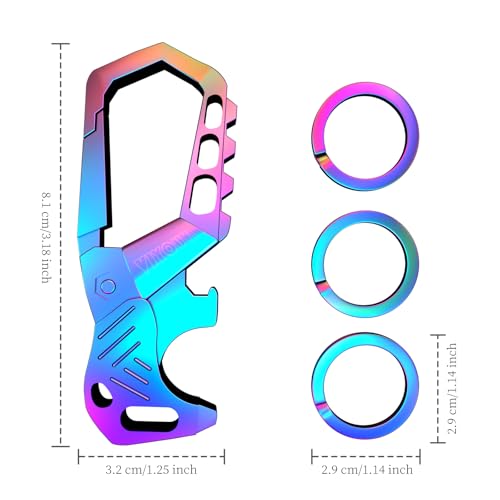 Image of Heavy Duty Keychain,Car Key Keychains,Bottle Opener Carabiner,Stylish Family Keychain with Bottle Opener and 3 Keyring (Multicolor)