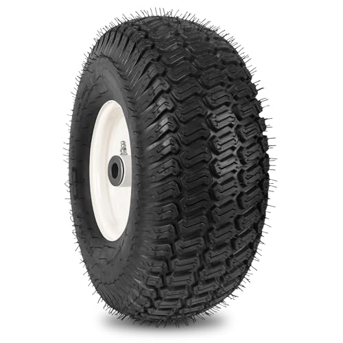 15x6.00-6nhs Lawn Mower Front Tire 4 Ply Tubeless 15x6x6 Lawn Mower 570 Lbs Tire and Wheel with 3/4" Bushing and 6 Spacers, Replacement for Garden Lawn Tractor Riding Lawn Mower, 1 Pack