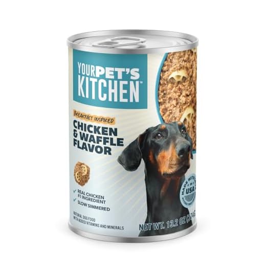 Your Pet's Kitchen Wet Dog Food, Chicken & Waffle Recipe - 13.2 oz Cans (Pack of 12), Made in The USA with Real Chicken