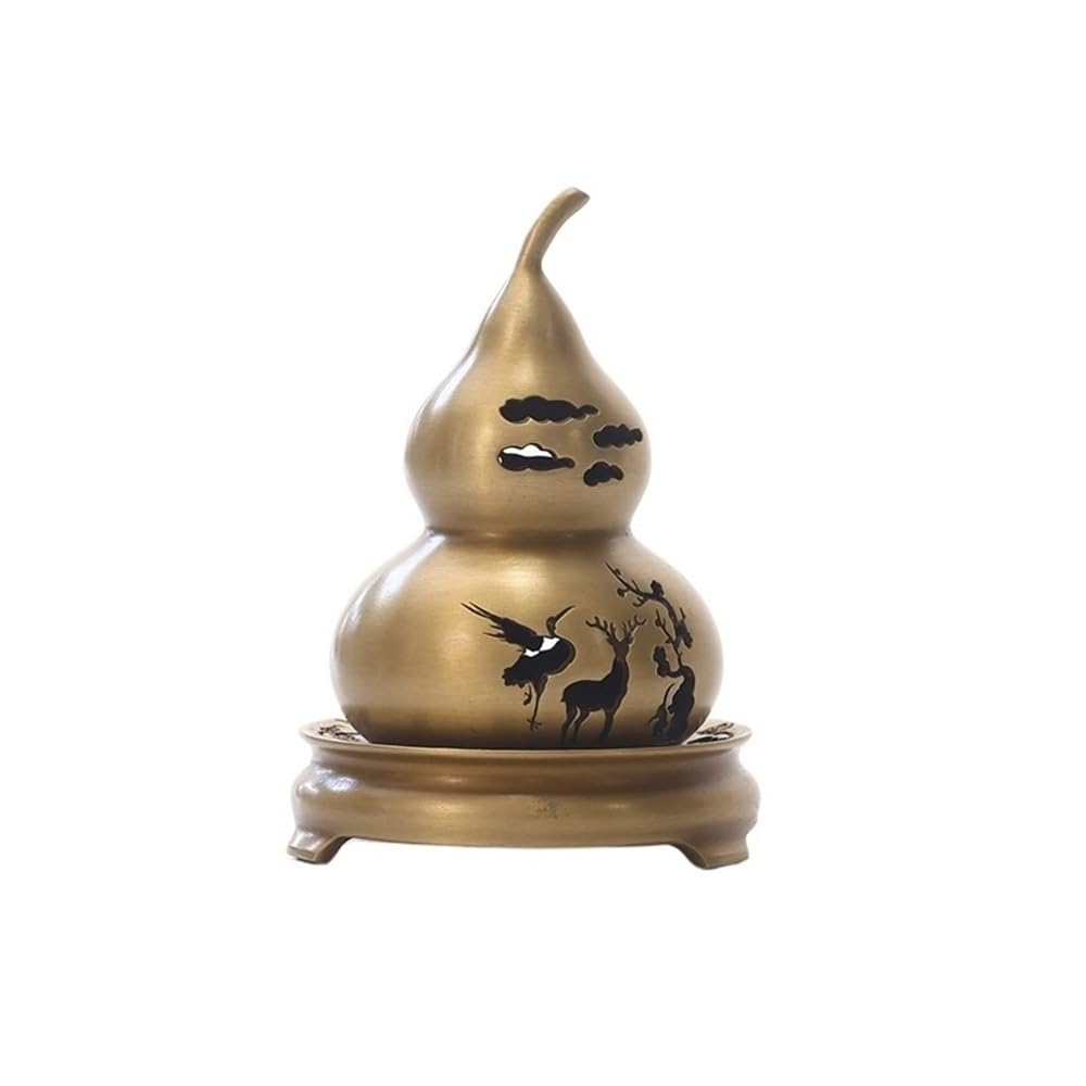 censer Creative Gourd Copper Incense Burner Indoor Decorative Holder For Office Yoga And Home(Gold)