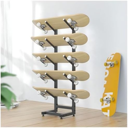 Metal Floor-Standing Skateboard Storage Rack - Space-Saving Organizer for Snowboards, Skis, Longboards, Electric Skateboards & Sports Gear - Durable & Stylish Solution
