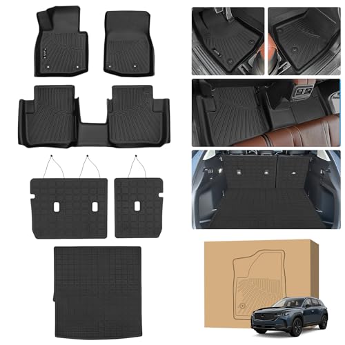Peleus Floor Mats for Mazda CX50 Hybrid 2025 2026 (Only Fit Hybrid),TPE All Weather Protection 2 Rows Car Floor Liners with Cargo Liner Backrest Mat for Mazda CX-50 Hybrid by Peleus - Used condition - US$73.29