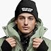 MoonWorks® Herren Beanie Strickmütze mit Patch Spruch Der mit dem Hund geht Aufdruck Lustig Mütze Männer Schwarz Unisize