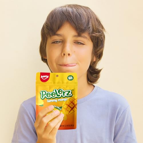 Amos Peelerz Mango Gummy Candy, Peeleble Gummy Mango Peeling Candy, Valentine's Day Gift Candy Resealable 2.19oz Bag