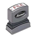 Xstamper One-Color Title Message Stamp, File, Pre-Inked/Re-Inkable, Red (1051)