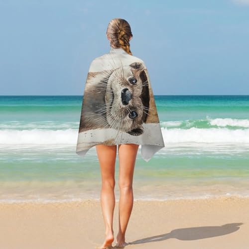 Serviette de plage loutre extra large drap de bain microfibre 130 x 80 cm - 5