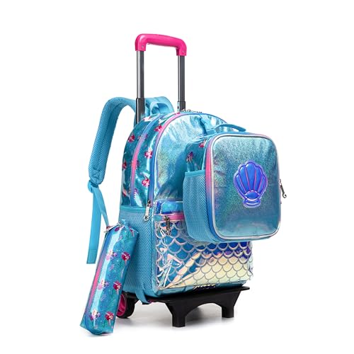 Mochilas de Rodinhas Infantis CUTBLAJAT - Conjunto de 3 peças com lancheira e estojo - Estilo cauda