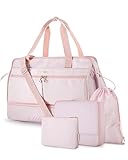 BAGSMART Weekender Bag for Women, 40L Carry on Weekend Overnight Bag, Large Travel Duffel Bag for Traveling, Gym Bag with Shoe Compartment-Pink