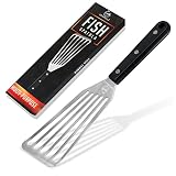 Fish Spatula 12.6 inch Stainless Steel - Fish Turner with Heat Resistant Handle - Premium Spatulas f