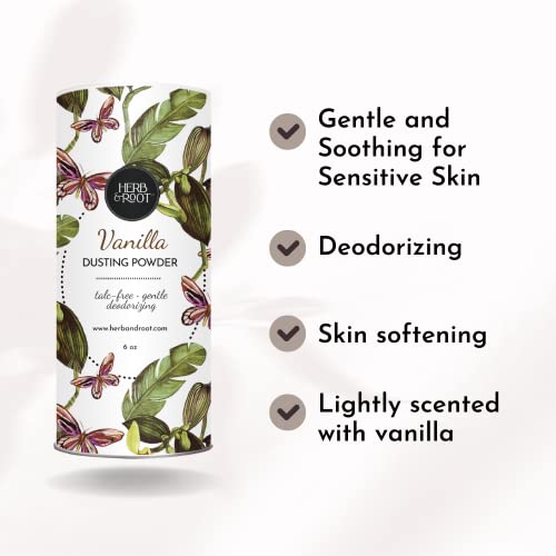 Vanilla Scented Talc-Free Body Dusting Powder | Herb & Root | 6 Oz | Absorbs Sweat And Odor, Prevents Chafing #TOP1