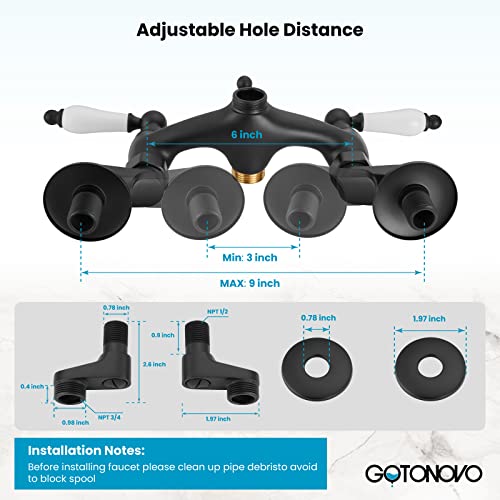 Clawfoot Tub Bathtub Matte Black Shower Faucet With Hand Shower Sprayer Wall Mount Bronze Ceramics 2 Double Handle Shower Faucet System Telephone Shape #TOP3