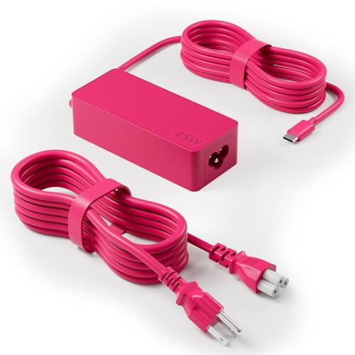 45W USB Type C Chromebook Charger Pink Color Compatible with HP Chromebook X360 14 14A 11 13 14a-na0023cl 14-ca061dx 14a-na0031wm 14a-na1043cl 11a-nb0013dx Laptop Computer Adapter Power Supply Cord
