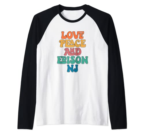 Amor paz y Edison Nueva Jersey, Groovy Edison City Camiseta Manga Raglan