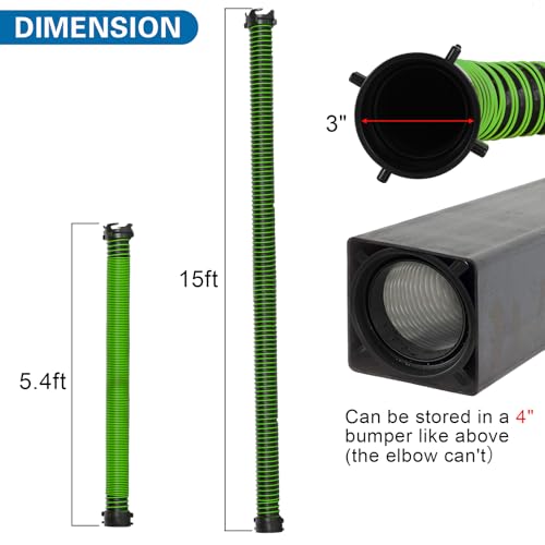 Image of 15FT RV Sewer Hose with Bayonet Fittings and 4-in-1 Adapter Elbow | EXTREME Heavy Duty 24 Mil, TPE Material, Abrasion Resistance and Crush Protection
