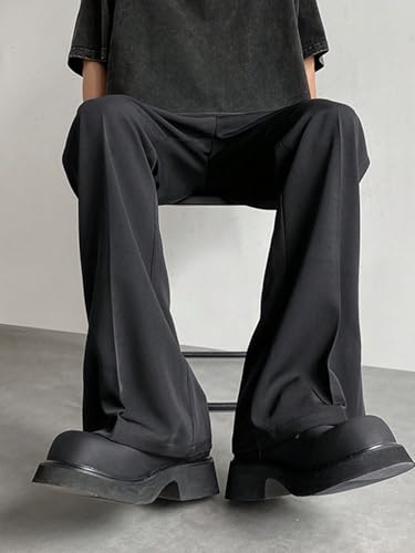 Men's Loose Flare Wide Leg Pants Elastic Drawstring Waist Side Leg Openings Lightweight Breathable Dry Cubic Casual Pants2