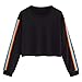 Mujer Casual Sudaderas Rayas Arcoiris Cortas Adolescentes Chicas Manga Larga Tumblr Patchwork Sudadera con Cuello Redondo Casual Tops Blusas Camiseta riou