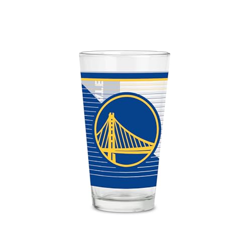 Rico Industries NBA Basketball Golden State Warriors Standard 16 oz Pint Glasses with Digitally Printed Logo, Classic Drinking Glass