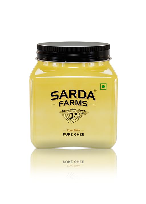 Sarda Farms Pure Cow Ghee | Rich Aromatic, Danedar | Traditionally Prepared, Cultured | Authentic | Artisanal, Farm to Home, Small Batches, Pesticide & Chemical Free, Antibiotic & Hormone Free, No Added Vegetable Oil | Golden Color | 500ml
