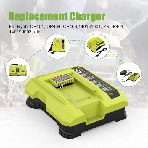 Cargador Ryobi de 40 V OP401 para mantener el cortacésped listo con baterías OP4026 y OP4060 4