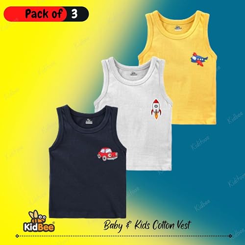 Image of Kidbee Cotton Vests for Boys & Girls (Set of 3)