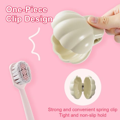 Image of HASTHIP 3Pcs Toothbrush Cover Caps, Electric and Manual Toothbrush Head Protector, Shell Shape Travel Toothbrush Case with Strong Clip for Home School and Travel