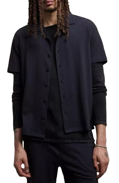 Chemise à manches courtes John Varvatos Lawrence en tissu premium et col camp