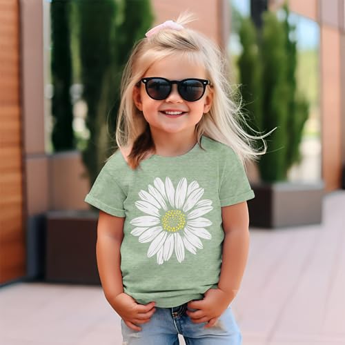 Ritatte Toddler Girl Flower Shirt Cute Daisy Flower Graphic T-Shirt Kids Boho Wildflower Short Sleeve Tees Summer Casual Tops2