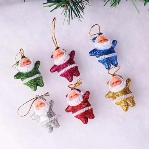 Image of 6Pc Glitter Santa Christmas Decoration Combo Pack | Items for Home & Office | Festive Hangings, Foam Ornaments | PoPo Toys
