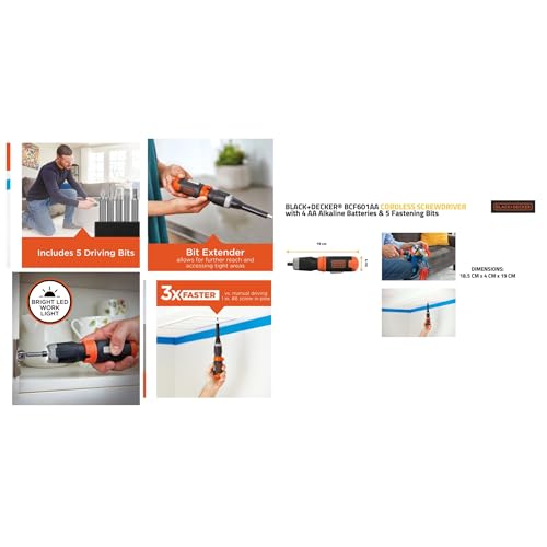 BLACK+DECKER Cordless Screwdriver, Alkaline (BCF601AA) by BLACK+DECKER - Image 2