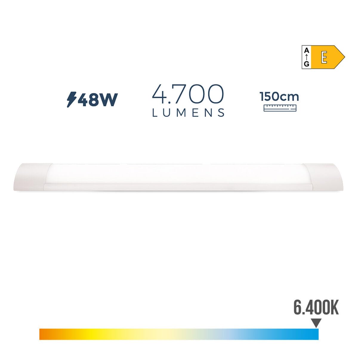 REGLETA ELECTRONICA LED 48W 6400K LUZ FRIA 4700lm 12x150x3,1cm EDM