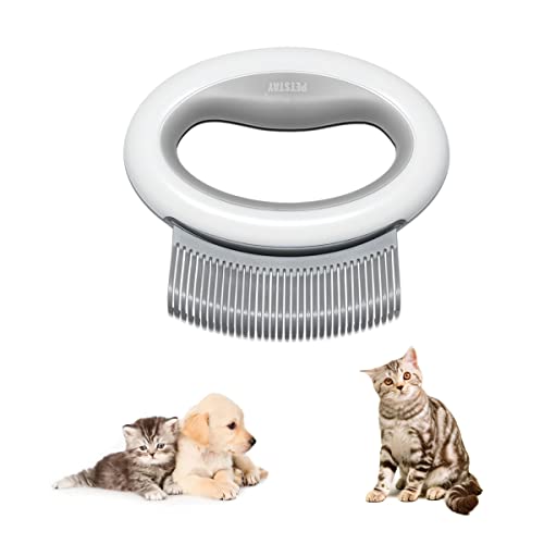 Cat Comb Massager Pet Hair Removal Massaging Shell Comb Soft Deshedding Brush Grooming And Shedding Matted Fur Remover Massage Tool for Removing Matted Fur, Knots and Tangles(Grey) …