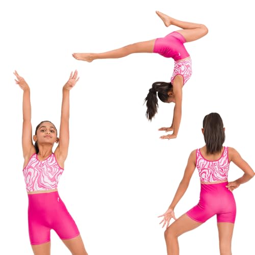 Image of IKAANYA Girls Unitard or Biketard for Gymnastics, Dance, Acrobatics or Swimming (Ages 3-15)