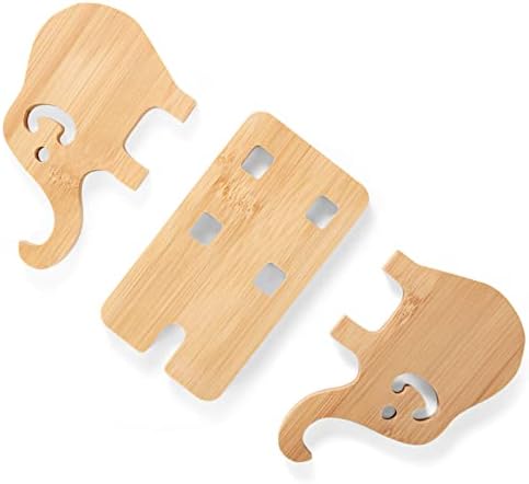 FadyDail Bamboo Elephant Phone Stand for Desk, Detachable Wooden Mobile Phone Stand Wood Desk Cell Phone Holder Desktop Dock Cradle for iPhone Samsung HUAWEI Xiaomi All Phones