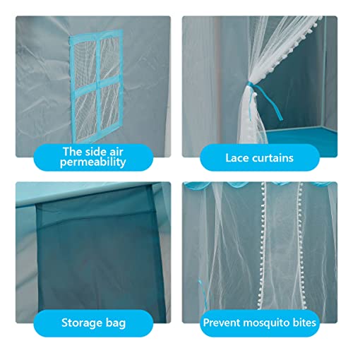 Kids Play Tent Princess Castle for Girls, 128x100x140cm Large Kids Playhouse Indoor Outdoor, Easy Assemble Cartoon Toddlers Game Room Birthday Gift for Children (blue) - Image 4