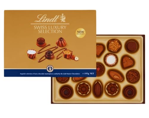 Lindts Swiss Luxury Selection Box 193g- Chocolate Gift, Stocking Filler- Christmas Chocolate Gift for Men and Women